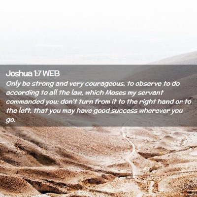 Picture 02 - Joshua 1:7 WEB - Only be strong and very courageous, to observe to - Bible Verse Picture