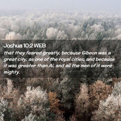 Picture 02 - Joshua 10:2 WEB - that they feared greatly, because Gibeon was a - Bible Verse Picture