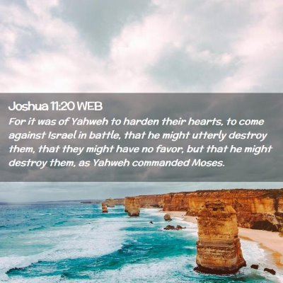 Picture 02 - Joshua 11:20 WEB - For it was of Yahweh to harden their hearts, to - Bible Verse Picture
