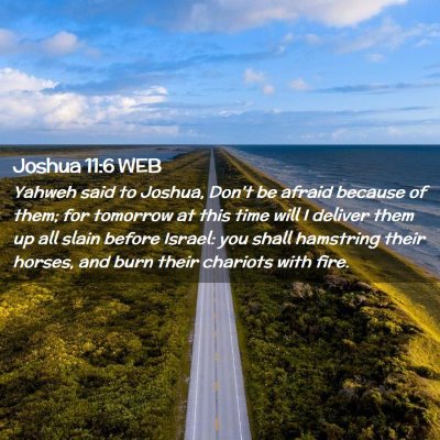 Picture 02 - Joshua 11:6 WEB - Yahweh said to Joshua, Don't be afraid because of - Bible Verse Picture