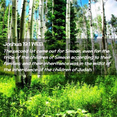 Picture 02 - Joshua 19:1 WEB - The second lot came out for Simeon, even for the - Bible Verse Picture