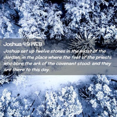 Picture 02 - Joshua 4:9 WEB - Joshua set up twelve stones in the midst of the - Bible Verse Picture