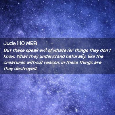 Picture 02 - Jude 1:10 WEB - But these speak evil of whatever things they - Bible Verse Picture