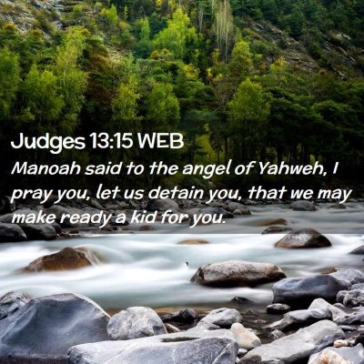 Picture 02 - Judges 13:15 WEB - Manoah said to the angel of Yahweh, I pray you, - Bible Verse Picture