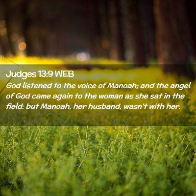 Picture 02 - Judges 13:9 WEB - God listened to the voice of Manoah; and the - Bible Verse Picture