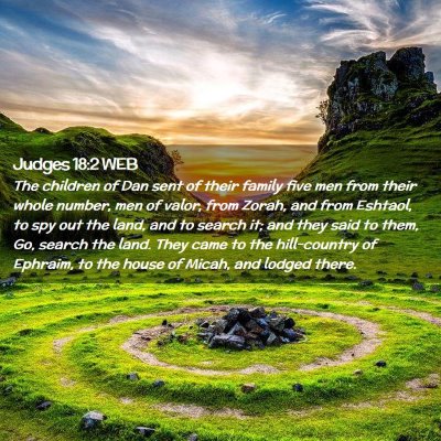Picture 02 - Judges 18:2 WEB - The children of Dan sent of their family five men - Bible Verse Picture