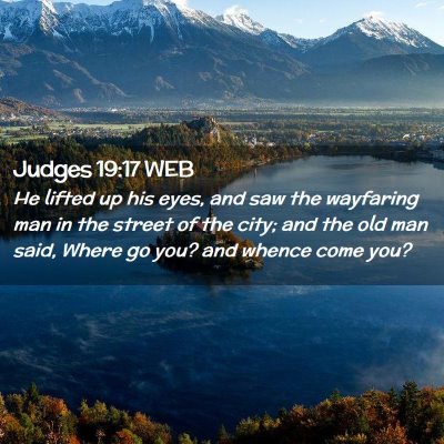 Picture 02 - Judges 19:17 WEB - He lifted up his eyes, and saw the wayfaring man - Bible Verse Picture