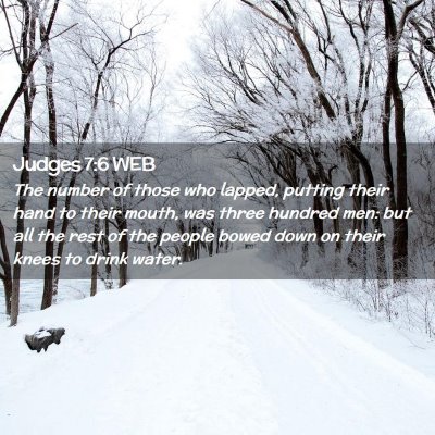 Picture 02 - Judges 7:6 WEB - The number of those who lapped, putting their - Bible Verse Picture