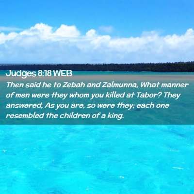Picture 02 - Judges 8:18 WEB - Then said he to Zebah and Zalmunna, What manner - Bible Verse Picture