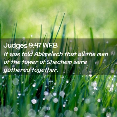 Picture 02 - Judges 9:47 WEB - It was told Abimelech that all the men of the - Bible Verse Picture