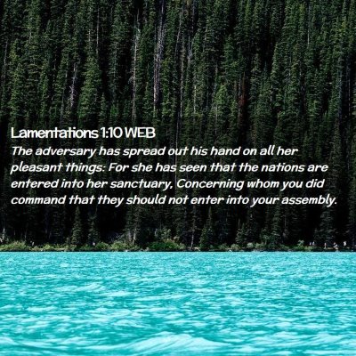 Picture 02 - Lamentations 1:10 WEB - The adversary has spread out his hand on all her - Bible Verse Picture