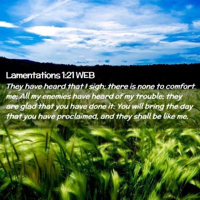 Picture 02 - Lamentations 1:21 WEB - They have heard that I sigh; there is none to - Bible Verse Picture