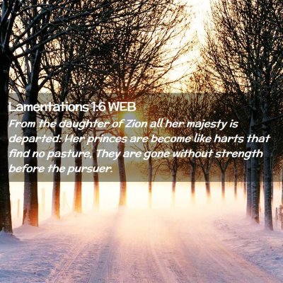 Picture 02 - Lamentations 1:6 WEB - From the daughter of Zion all her majesty is - Bible Verse Picture