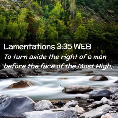 Picture 02 - Lamentations 3:35 WEB - To turn aside the right of a man before the face - Bible Verse Picture