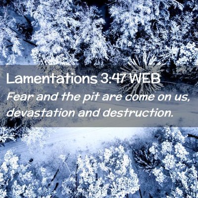 Picture 02 - Lamentations 3:47 WEB - Fear and the pit are come on us, devastation and - Bible Verse Picture