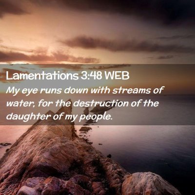 Picture 02 - Lamentations 3:48 WEB - My eye runs down with streams of water, for the - Bible Verse Picture