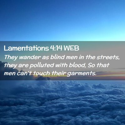 Picture 02 - Lamentations 4:14 WEB - They wander as blind men in the streets, they are - Bible Verse Picture