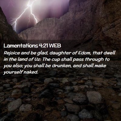 Picture 02 - Lamentations 4:21 WEB - Rejoice and be glad, daughter of Edom, that dwell - Bible Verse Picture