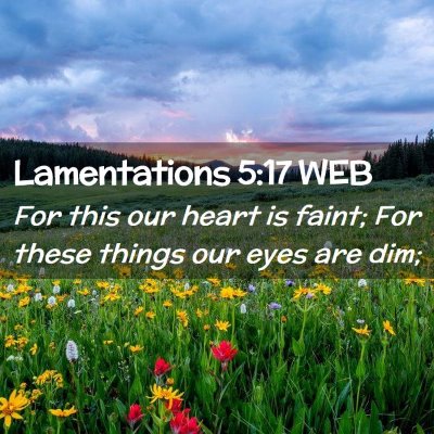 Picture 02 - Lamentations 5:17 WEB - For this our heart is faint; For these things our - Bible Verse Picture