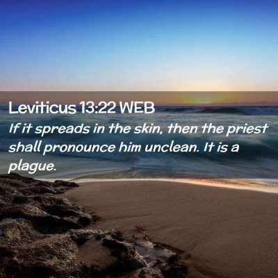 Picture 02 - Leviticus 13:22 WEB - If it spreads in the skin, then the priest shall - Bible Verse Picture