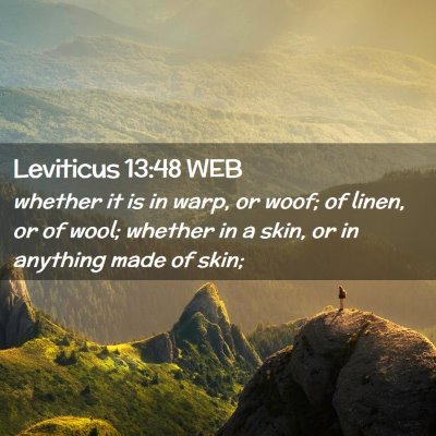 Picture 02 - Leviticus 13:48 WEB - whether it is in warp, or woof; of linen, or of - Bible Verse Picture