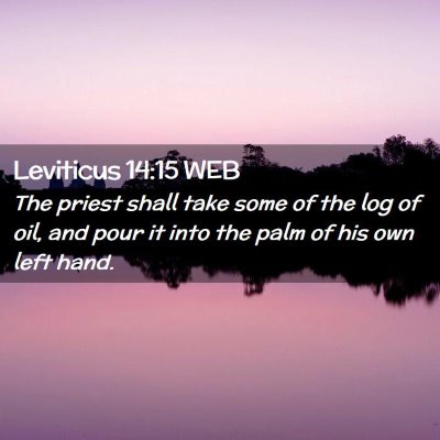 Picture 02 - Leviticus 14:15 WEB - The priest shall take some of the log of oil, and - Bible Verse Picture