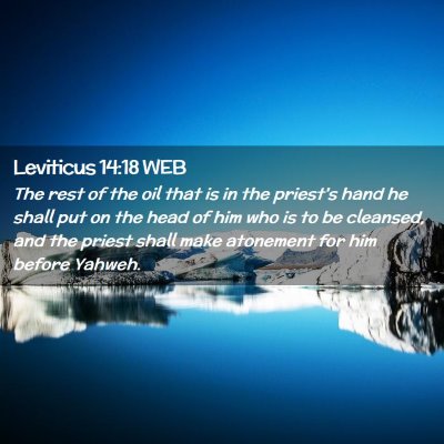 Picture 02 - Leviticus 14:18 WEB - The rest of the oil that is in the priest's hand - Bible Verse Picture