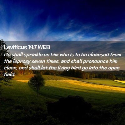 Picture 02 - Leviticus 14:7 WEB - He shall sprinkle on him who is to be cleansed - Bible Verse Picture
