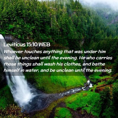 Picture 02 - Leviticus 15:10 WEB - Whoever touches anything that was under him shall - Bible Verse Picture