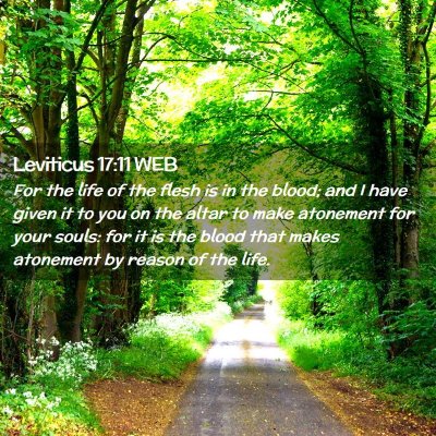 Picture 02 - Leviticus 17:11 WEB - For the life of the flesh is in the blood; and I - Bible Verse Picture