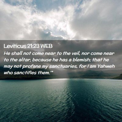 Picture 02 - Leviticus 21:23 WEB - He shall not come near to the veil, nor come near - Bible Verse Picture