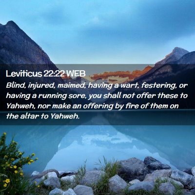 Picture 02 - Leviticus 22:22 WEB - Blind, injured, maimed, having a wart, festering, - Bible Verse Picture
