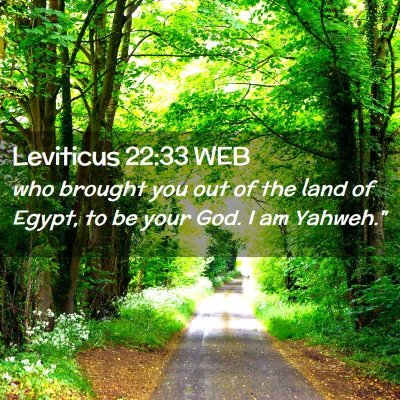 Picture 02 - Leviticus 22:33 WEB - who brought you out of the land of Egypt, to be - Bible Verse Picture