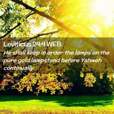 Picture 02 - Leviticus 24:4 WEB - He shall keep in order the lamps on the pure gold - Bible Verse Picture