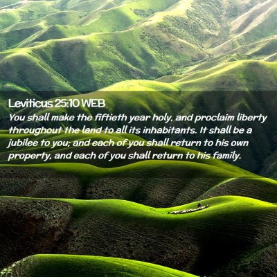 Picture 02 - Leviticus 25:10 WEB - You shall make the fiftieth year holy, and - Bible Verse Picture