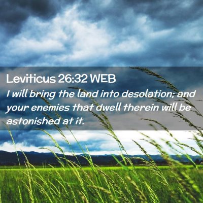 Picture 02 - Leviticus 26:32 WEB - I will bring the land into desolation; and your - Bible Verse Picture