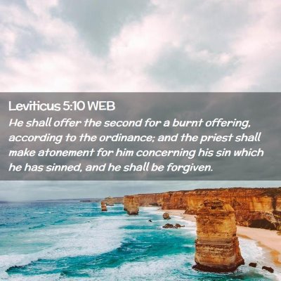 Picture 02 - Leviticus 5:10 WEB - He shall offer the second for a burnt offering, - Bible Verse Picture