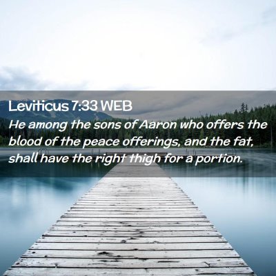 Picture 02 - Leviticus 7:33 WEB - He among the sons of Aaron who offers the blood - Bible Verse Picture