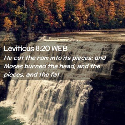Picture 02 - Leviticus 8:20 WEB - He cut the ram into its pieces; and Moses burned - Bible Verse Picture