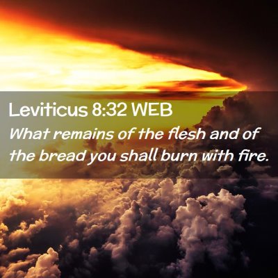Picture 02 - Leviticus 8:32 WEB - What remains of the flesh and of the bread you - Bible Verse Picture