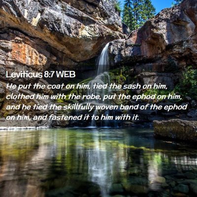 Picture 02 - Leviticus 8:7 WEB - He put the coat on him, tied the sash on him, - Bible Verse Picture