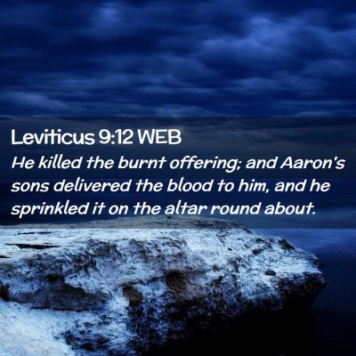 Picture 02 - Leviticus 9:12 WEB - He killed the burnt offering; and Aaron's sons - Bible Verse Picture