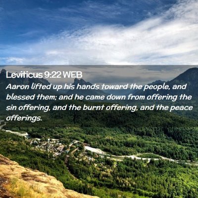 Picture 02 - Leviticus 9:22 WEB - Aaron lifted up his hands toward the people, and - Bible Verse Picture