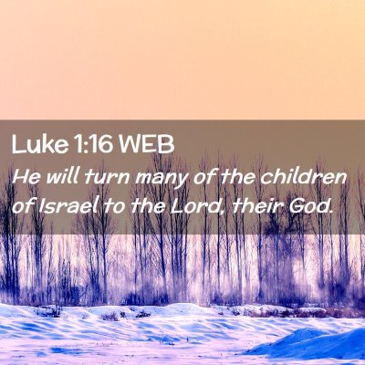 Picture 02 - Luke 1:16 WEB - He will turn many of the children of Israel to - Bible Verse Picture