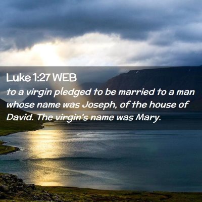 Picture 02 - Luke 1:27 WEB - to a virgin pledged to be married to a man whose - Bible Verse Picture