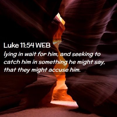 Picture 02 - Luke 11:54 WEB - lying in wait for him, and seeking to catch him - Bible Verse Picture