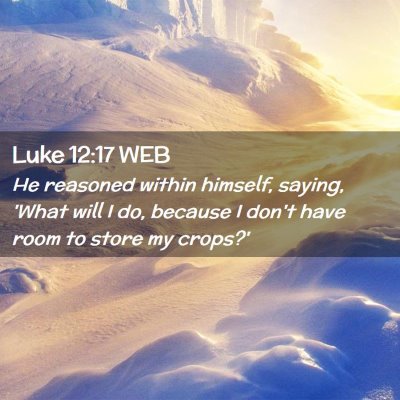 Picture 02 - Luke 12:17 WEB - He reasoned within himself, saying, 'What will I - Bible Verse Picture