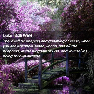 Picture 02 - Luke 13:28 WEB - There will be weeping and gnashing of teeth, when - Bible Verse Picture