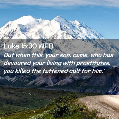 Picture 02 - Luke 15:30 WEB - But when this, your son, came, who has devoured - Bible Verse Picture