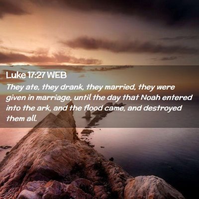 Picture 02 - Luke 17:27 WEB - They ate, they drank, they married, they were - Bible Verse Picture